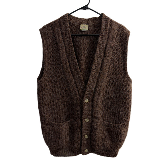 Bonner of Ireland Sweater Vest Brown Wool Alpaca Knit Button Up Grandpa Irish